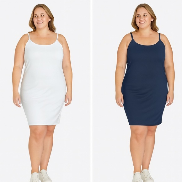 Simple Slip Dress – Plus Size (white) - Picture 1 of 7